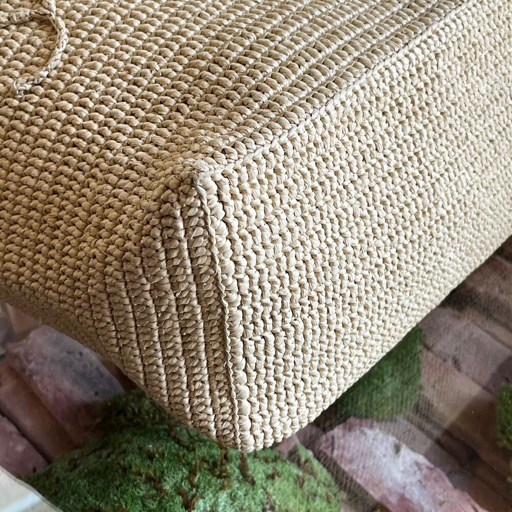 SAINT LAURENT Natural Raffia Logo Tote Bag - Picture 9 of 9